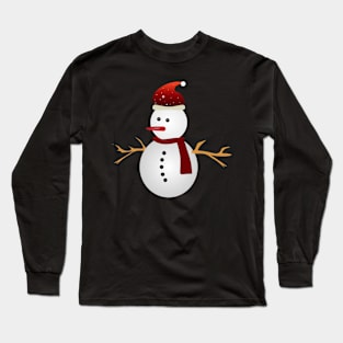 Christmas Snowman With Hat Long Sleeve T-Shirt